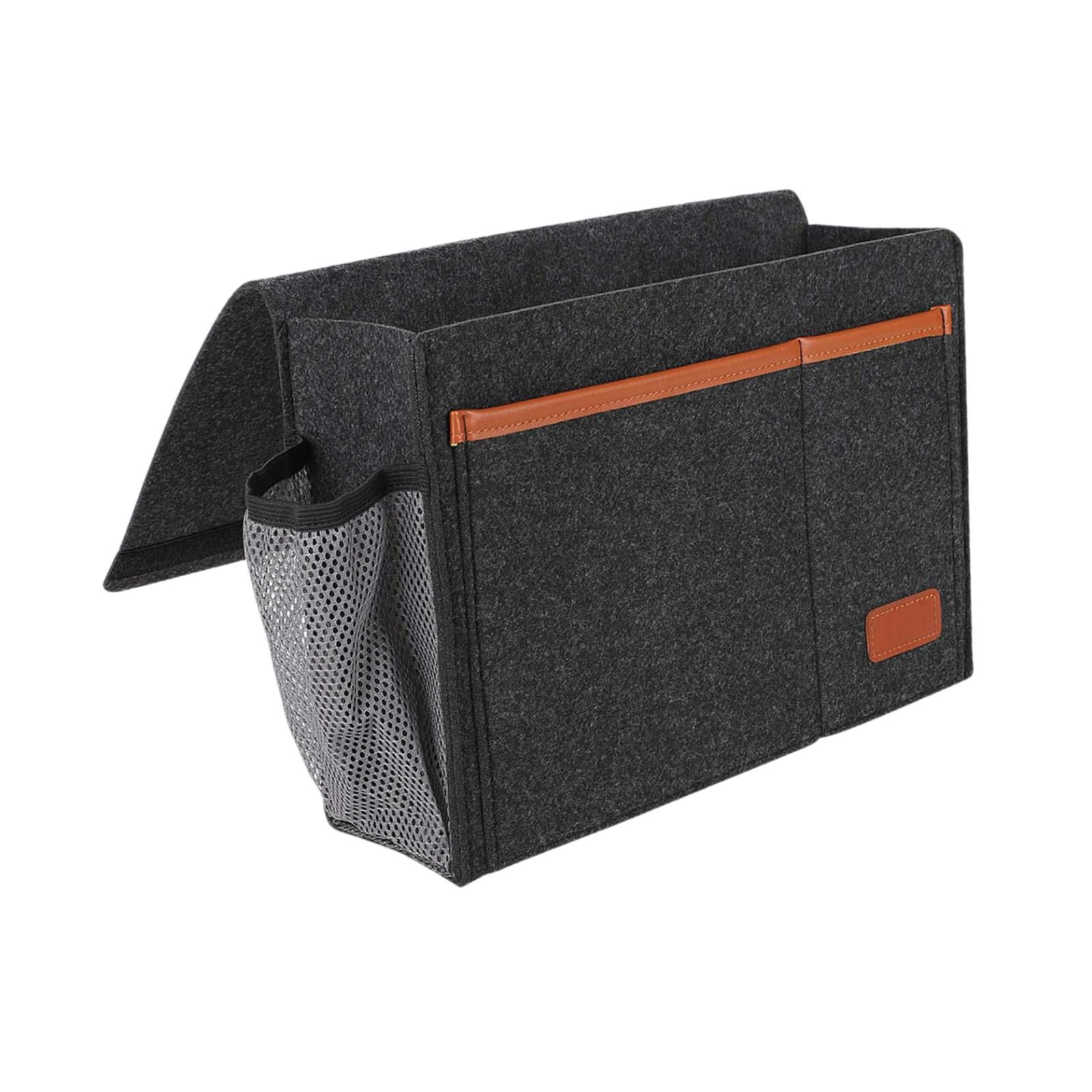 Magideal - Bolsa Organizadora De Mesita De Noche Con Bolsillos Versátiles Y Función Para Colgar Libros, Gafas, Teléfono Celular, Control Remoto Para Dormitorio, Gris Oscuro