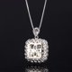 thumbnail image 2 of Collar Colgante Amarillo / Verde para Mujer Hielo Triturado Cuadrado Corte Radiante CZ Diamante Simulado Collar de Plata Esterlina 925 Collares Colgante, 2 of 5