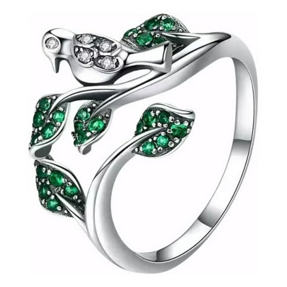 Anillo pajaro ajustable plata 925