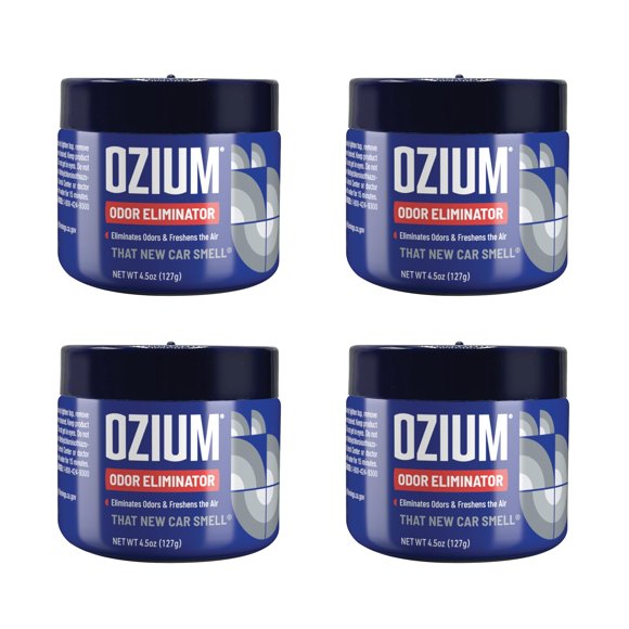 Gel eliminador de olores Ozium, 130 ml, paquete de 4 unidades, olor a coche nuevo