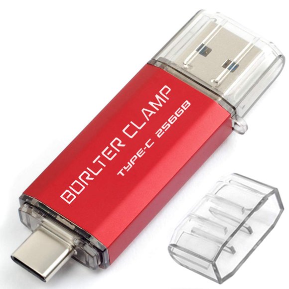 Memoria USB BORLTER CLAMP 256 GB USB 3.0 Tipo‑C Rojo
