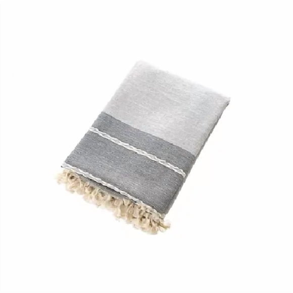 Mantel borla rectangular 142+10x220 gris