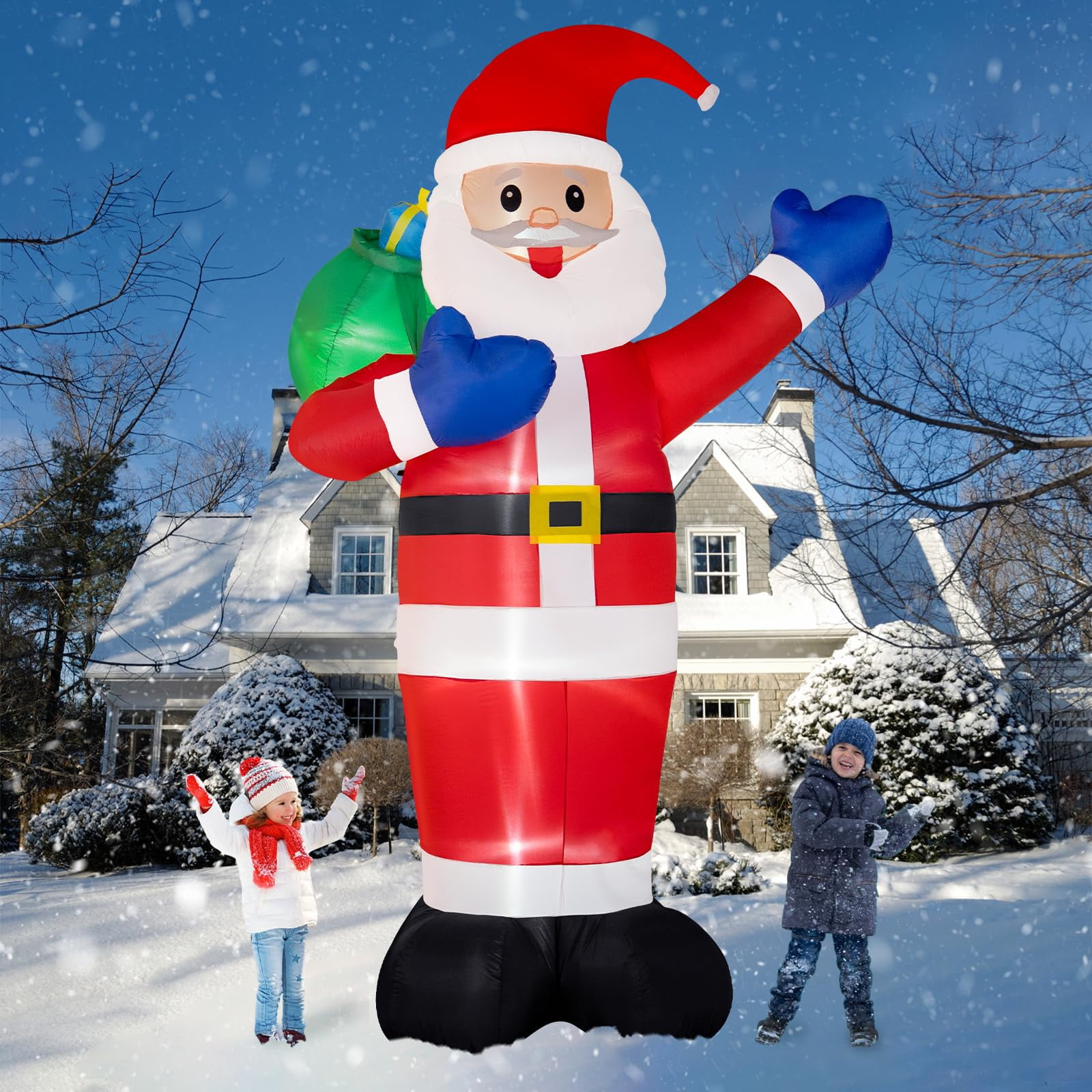 Black & Decker - Infables Navideños B&d Giant Santa Claus De 3,7 M Con Luces Led