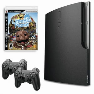 Sony Playstation 3 Ps3 Console Slim 320Gb Black With Little Big Planet And 2 Retrofam Controllers (Refurbished)