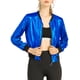 thumbnail image 1 of INSPIRE CHIC Chaqueta Bomber Casual de Halloween para Mujer con Cuello Alto Metálico y Cremallera, Largo Recortado, Talla M, Azul, 1 of 7