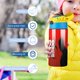 thumbnail image 5 of 28 Años Después Botella de Agua con Tapa Pop Top de Un Toque, Acero Inoxidable, a Prueba de Fugas, para Deportes, Botella Infantil azul 12 oz, 5 of 6