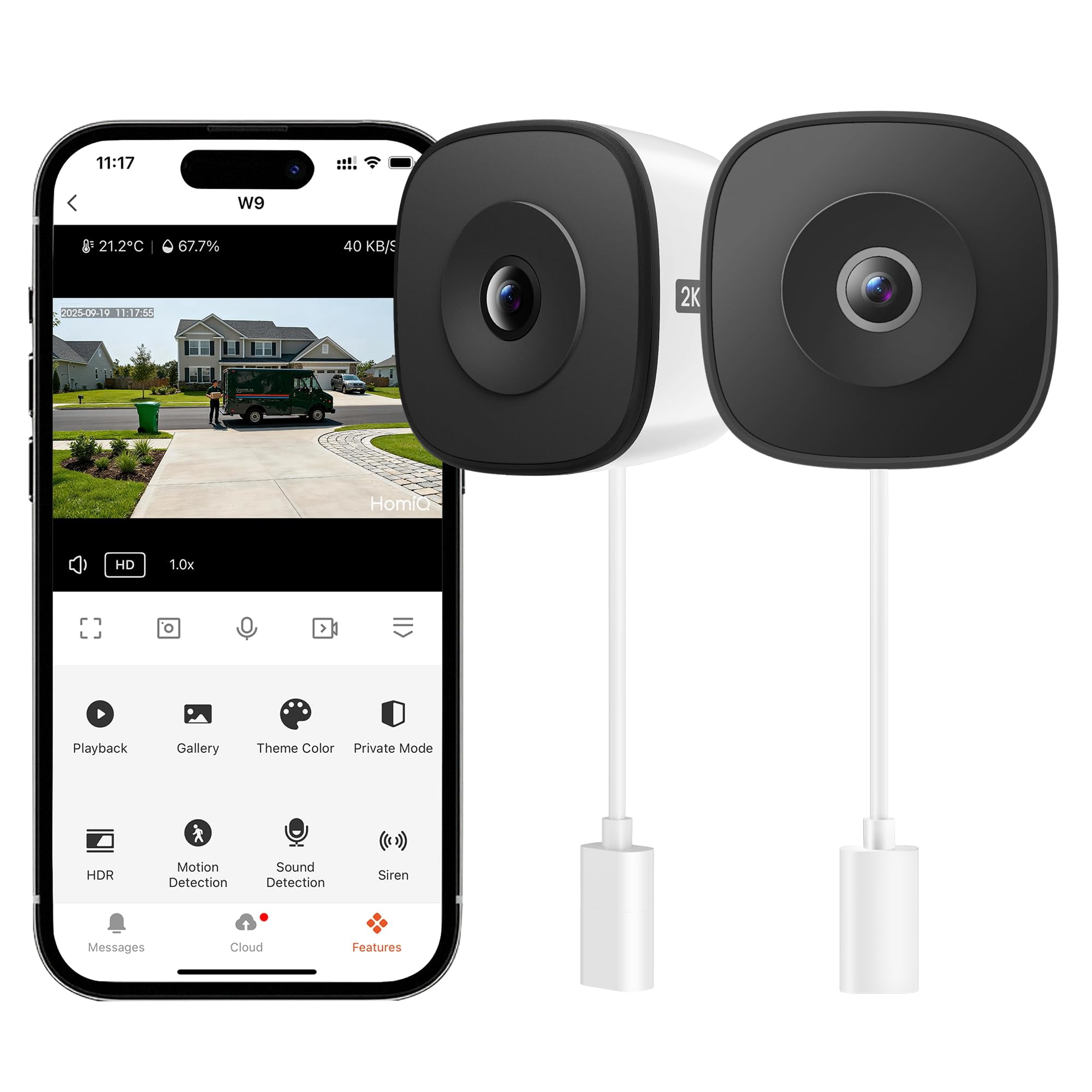 Cámara De Seguridad Homiq Life Window 2k, 2,4 Ghz/5 Ghz, Wifi, Paquete De 2