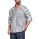 thumbnail image 4 of INSPIRE CHIC Camisas de Vestir a Rayas con Bolsillo en el Pecho para Hombre de Manga Larga con Cuello Mao y Botones 2XL Negro, 4 of 4