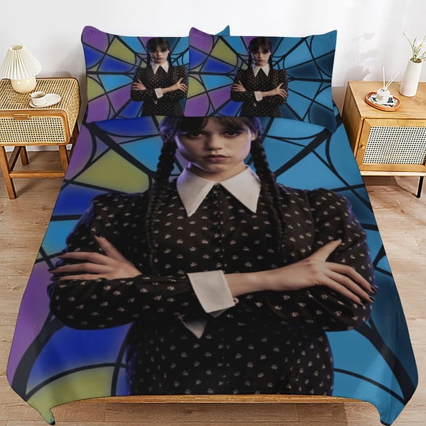 Wednesday Addams Duvet Cover Set 3 Piece Bedding Set Double Sided Printing Decorative Comforter Cover Set