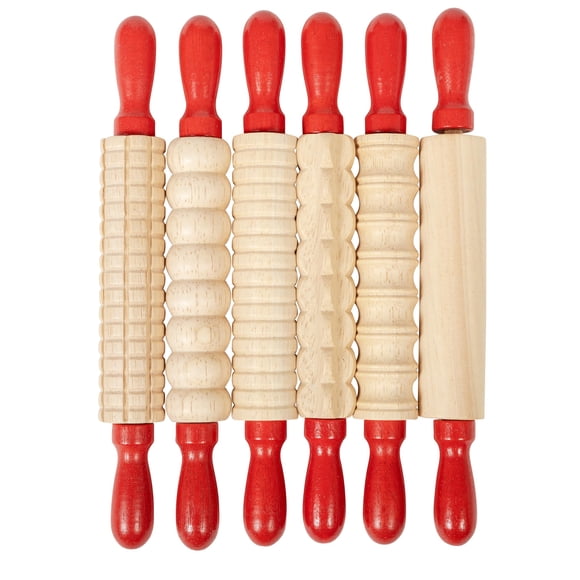 Rolling Pins READY 2 LEARN, minijuego de madera texturizada, 6 unidades