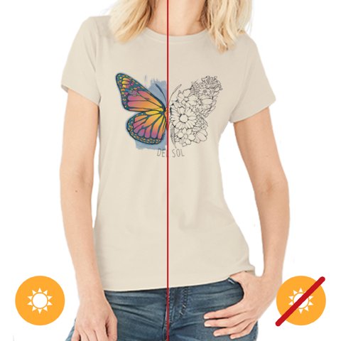 Delsol - Camiseta Para - Mariposa Floral - Beige De Para - Camiseta (Pequeña)