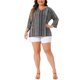 thumbnail image 2 of Agnes Orinda Camisetas de Mujer Tallas Grandes Cuello en V Manga 3/4 Camiseta de Punto Rayas Blusas Boho 3X Verde, 2 of 5