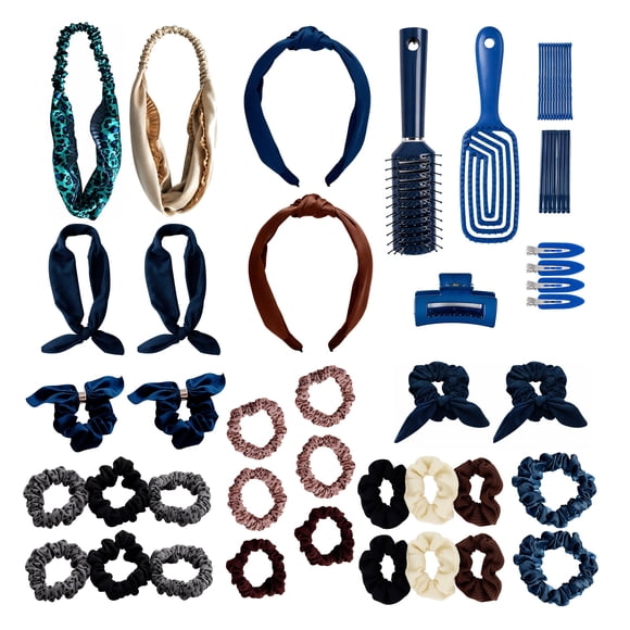 KIT DE ACCESORIOS DE CABELLO - AZUL MARINO- 20 PIEZAS