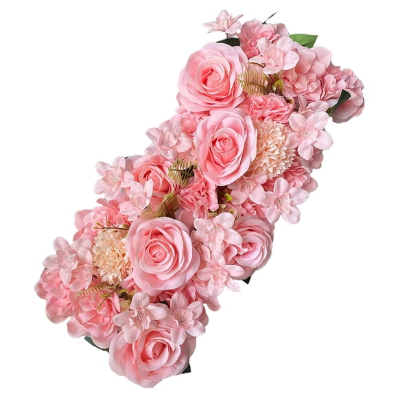 Panel de flores realistas, DIY Arch Flower Row Wedding Road Flores citadas Pared de flores artificiales para T Station Baby Shower Decoración Rosa
