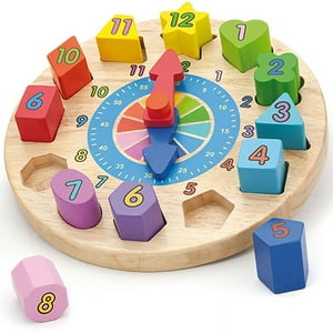 Viga - Juego Puzzle Relog De Madera Geométrico Con Formas.