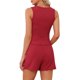thumbnail image 3 of INSPIRE CHIC Conjuntos de Pijama para Mujer Tanque Cuello Redondo Jersey de Punto Acanalado Volante Fruncido Pantalones Cortos Elásticos Conjuntos Informales para Estar en Casa Ropa de Dormir S Rojo, 3 of 6