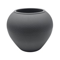 Fliperex - Macetero Plastico Redondo Ovalado Moderno Con Textura L Gris