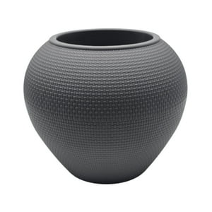 Fliperex - Macetero Plastico Redondo Ovalado Moderno Con Textura S Gris
