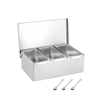 Bothyi - Organizador De Caja De Condimentos Con Tapa, Botes De Especias De Acero Inoxidable Para Cocina Casera, Tres Rejillas