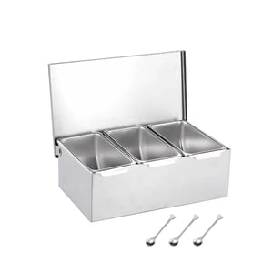 Bothyi - Organizador De Caja De Condimentos Con Tapa, Botes De Especias De Acero Inoxidable Para Cocina Casera, Tres Rejillas