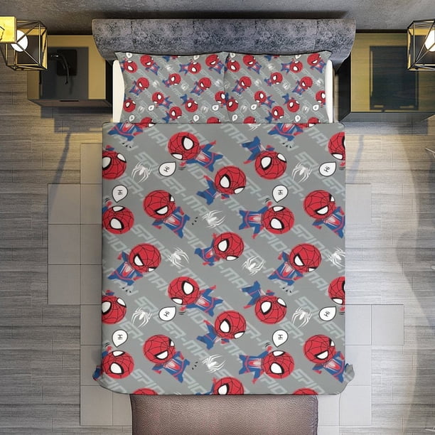 Cartoon Hi Spider-Man 3 Pieces Duvet Cover Set Full Size Super Soft Fade Resistant Microfiber
