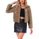 thumbnail image 1 of INSPIRE CHIC Chaqueta corta de felpa con cuello vuelto abierto de piel sintética para mujer M Caqui oscuro, 1 of 6