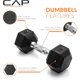 thumbnail image 3 of CAP Barbell 15 lb Coated Hex Dumbbell Weight, New Edition, 3 of 3