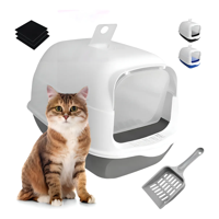 Genérico - Arenero Cerrado Para Gatos Antiolores Puerta Palita Y Filtro Color Gris