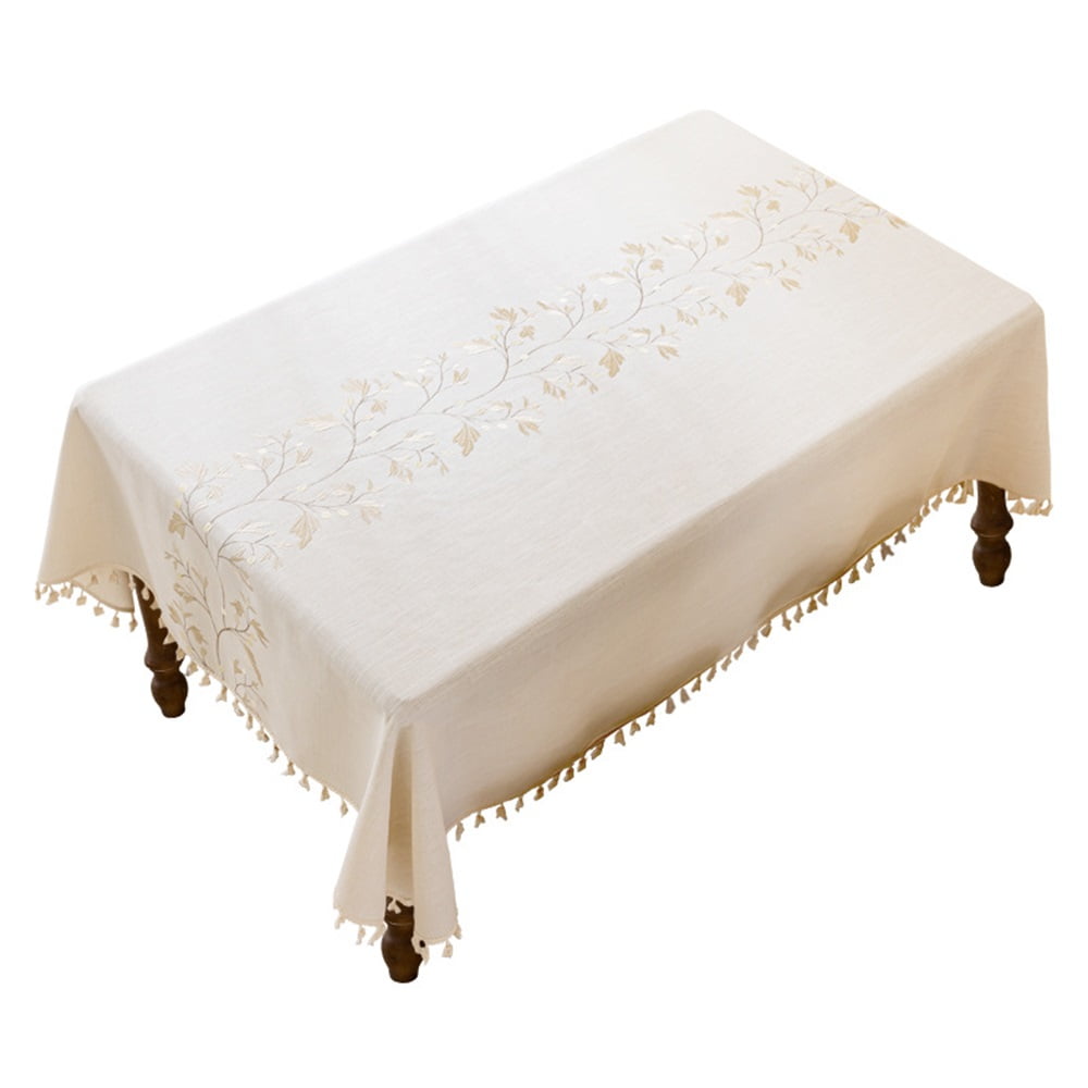 Xusx111 - Mantel Impermeable De Lino De Algodón Para Mesa De Comedor Cocina De Granja Rectángulo Manto De Mesa Arrugas De Café Cubierta De Mesas Libres, Beige, Flor De Café, 100 * 140cm