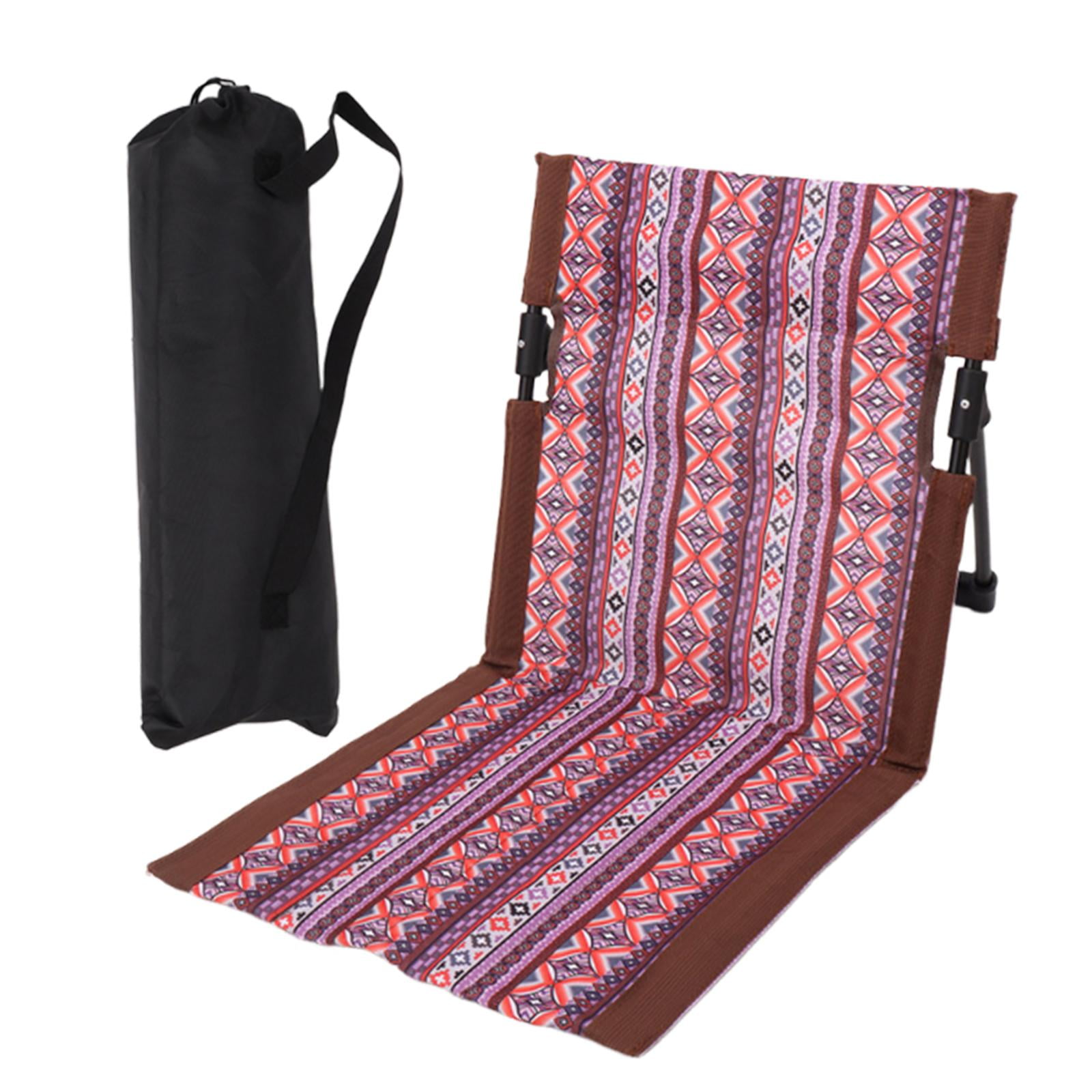 Magideal - Tumbona De Playa Respaldo Para Suelo Asiento Plegable Silla Portátil Cojín De Estadio Ergonómico Con Bolsa De Transporte Adecuado Para Uso Doméstico Lado Marrón