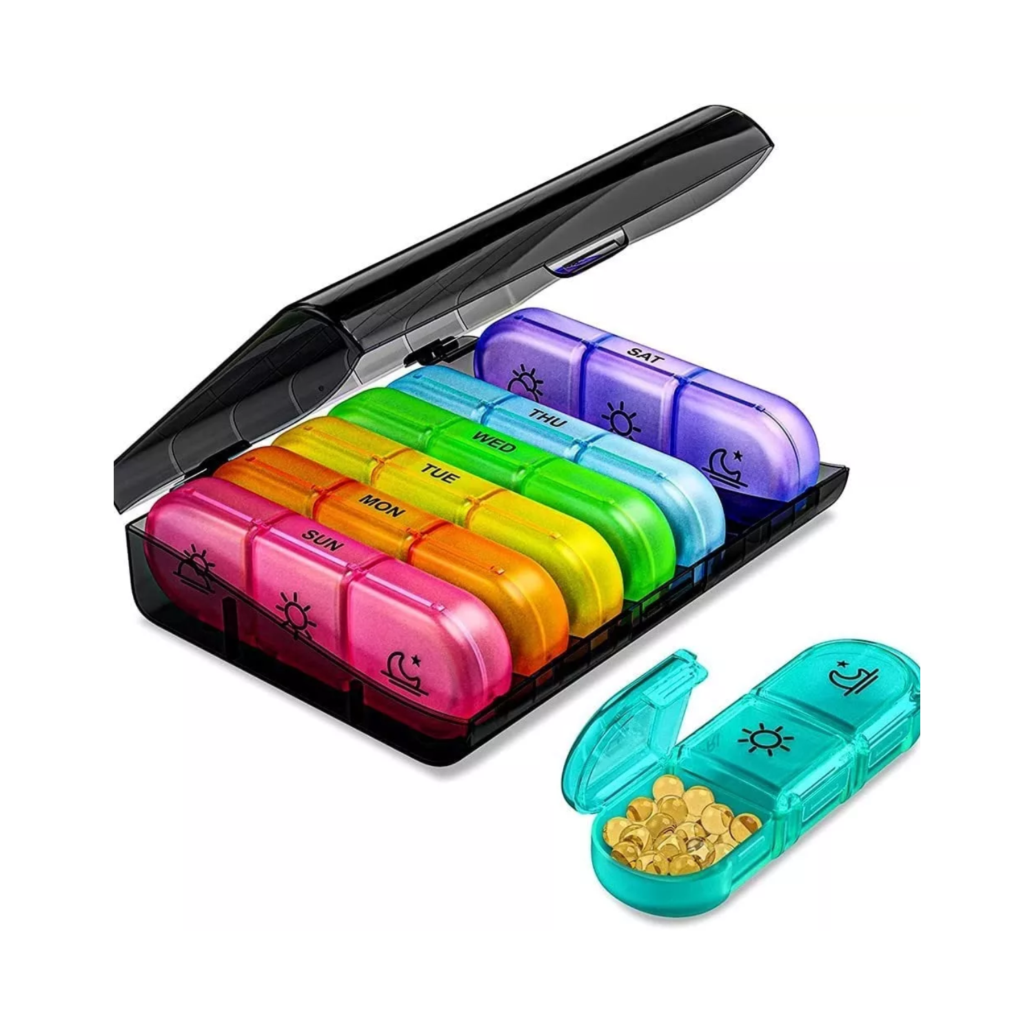 Importclick - Organizador Pastillero Portátil Semanal 3 Comp X 7 Días Multicolor