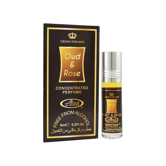Aceite de perfume Al Rehab Oud & Rose, 6 ml, para mujeres y hombres, paquete de 3