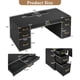 thumbnail image 2 of 70" Extra-Large Classic and Traditional Executive Desk with Metal Edge Trim ,Writing Desk with 2 file drawers,USB Ports and Outlets,Desk with Hidden Compartment for Living Room,Home Office,Study Room,, 2 of 3