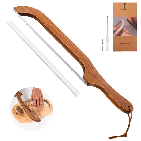 Cuchillo para Pan RAPSAKEMOH de Masa Madre con Hoja Dentada y Mango de Madera