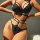 thumbnail image 1 of Romantic Floral Lace Lingerie Set, Cut Out Push Up Bra & Strappy Thong, Women's Sexy Lingerie & Underwear, 1 of 3