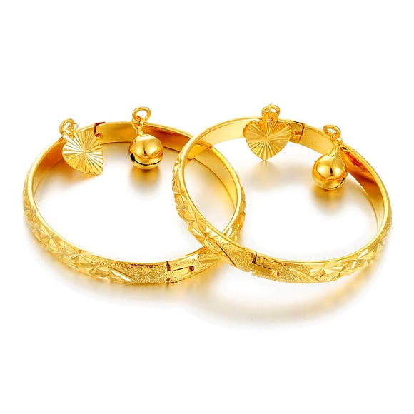 Pulseras Ethlyn de 4,5 cm Chapado en Oro para Bebé – Pack de 2