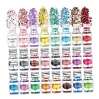 Magideal - Arte Holográfico Para Uñas (12 Botellas), Decoración Irregular Brillante, Manualidades De Maquillaje, Confeti, Lámina Artística Para Uñas Para Belleza Color Mixto