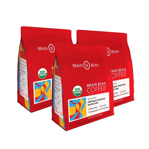 Café Orgánico Brain Bean en Grano Entero Tostado Medio 453g