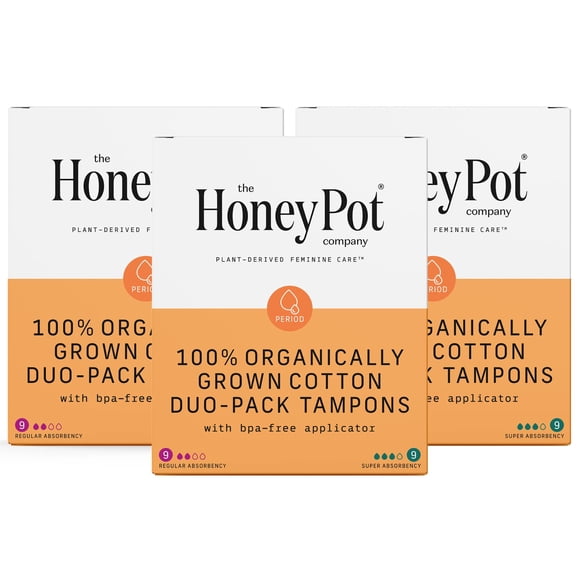 Tampones The Honey Pot Company 100% algodón orgánico 54 unidades