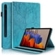 thumbnail image 1 of Funda con relieve del Árbol de la Vida para tablet Samsung Galaxy Tab S7/8/9 con soporte, ranuras para tarjetas y soporte para lápiz óptico. Azul, 1 of 6