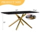 thumbnail image 3 of 63"x35.4" Luxurious Black Marble-Patterned Tempered Glass Dining Table.Single Fork Golden Metal Table Legs.Tempered Glass Table Top,Golden Metal Leg.Make it Adaptable To Various Decoration Styles., 3 of 3