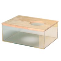Magideal - Baño Para Hámster Contenedor De Baño De Arena Transparente Caja Acrílica Pequeña Bañera Con Tapa De Madera Fácil De Limpiar Adecuado Para Mascotas Pequeñas Jerbos Ratones Rectángulo M