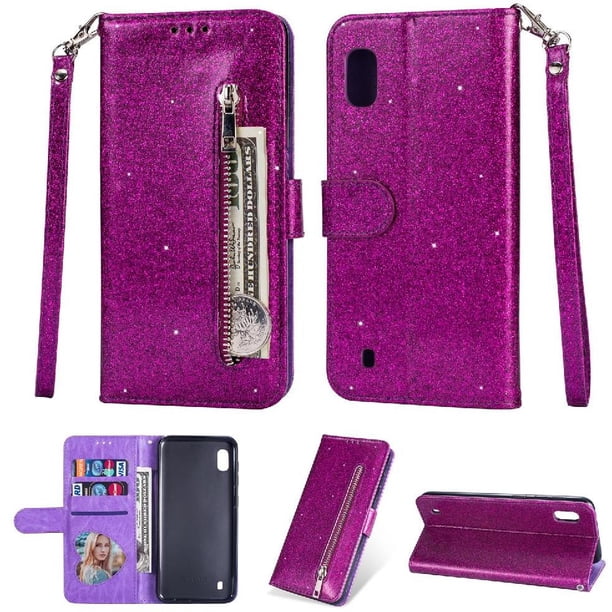 Funda para FOXDOCK Elegante funda Samsung Galaxy M10/A10 Glitter con cremallera-Ideal para el uso diario