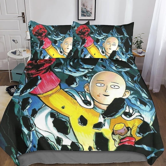 Juego De Ropa De Cama De Microfibra Con Funda Nórdica De One Punch man Funda Nórdica Y Funda De Almohada Con Estampado 3d Passion Cierre De Cremallera Suave Para Hombres Mujeres Y Niños