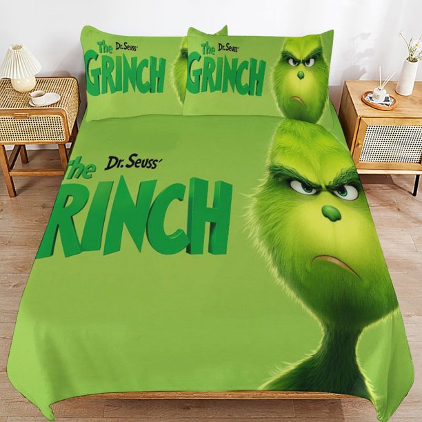 Christmas Grinc-h Grin-ch Christmas Grinc-h Grin-ch Bedding Set Sheet Set for Kids Adults,All Season Lightweight