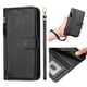 thumbnail image 1 of Funda tipo cartera para Oukitel C37 con bolsillo con cremallera, tarjetero, soporte, correa para la muñeca y tapa de cuero Negro, 1 of 5