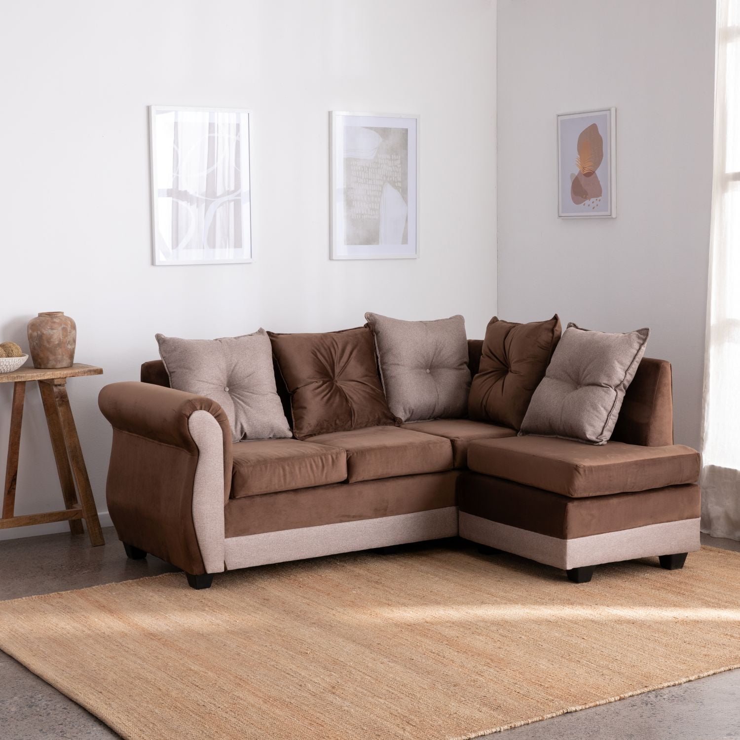 Mexx Muebles - Sofa Seccional Bali Felpa Chocolate