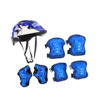 Magideal - 7Pcs/Set Casco Para Bicicletas Para Niños Ligero Resistente A La Resistencia De Los Equipos De Amortiguadores Respirables Protector De La Adolescencia Azul