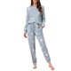 thumbnail image 1 of INSPIRE CHIC Conjunto de Pijama de Punto con Estampado de Estrellas para Mujer Regreso a Clases Suave Manga Larga Cuello Redondo Top y Pantalones Jogger Ropa de Dormir con Bolsillos XS Gris Claro, 1 of 6
