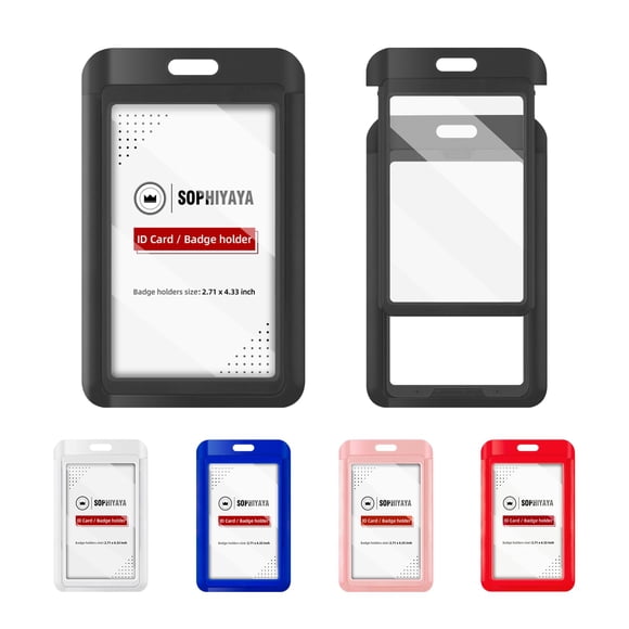 Porta credenciales SOPHIYAYA Pack de 2 con ventana deslizante transparente